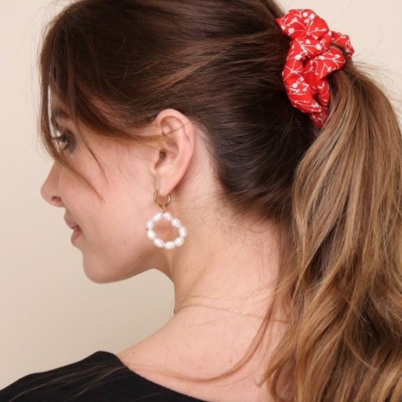 Floral Scrunchie - Black Mustard Red - Picture 7 of 11